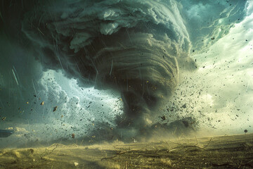 Wall Mural - Generative ai on theme of scary ominous huge hurricane tornado, apocalyptic dramatic background