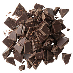 Broken Dark Chocolate Pieces & Shavings - Transparent Background