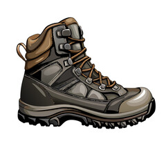 Wall Mural - Rugged Outdoor Hiking Boot Illustration on a isolated white background (4)