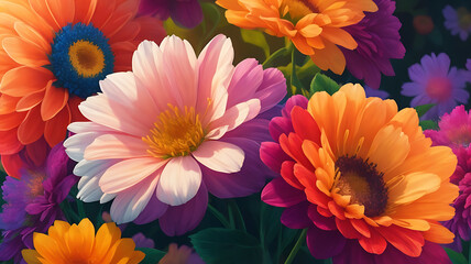 High quality beautiful flowers on colorful illustration background design.