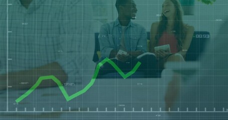 Poster - Animation of financial data processing over diverse business people in office