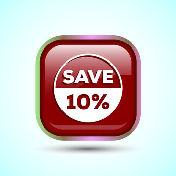 Save 10 Percent Icon Button Design Illustration, Discount Sign