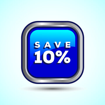Save 10 Percent Icon Button Design Illustration, Discount Sign