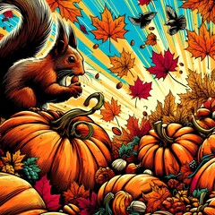 Wall Mural - halloween background with pumpkins