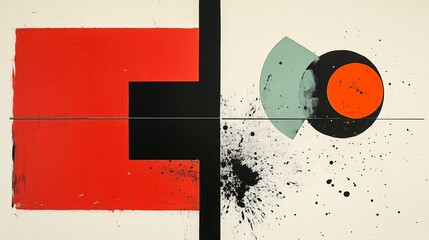 Poster - Bold abstract artwork featuring dynamic shapes and colors, highlighting contrasts in design during contemporary art exhibition