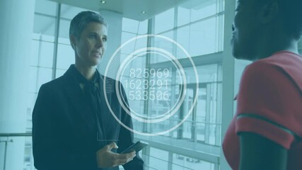 Poster - Animation of data processing over diverse business people in office