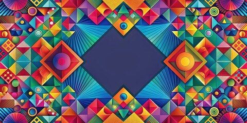 Sticker - Abstract geometric shapes in vibrant colors creating a visually striking graphic art piece, abstract, graphic, art