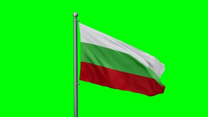 Wall Mural - Bulgaria flag waving in the wind with colored chroma key with green background