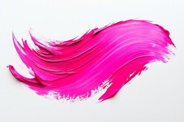 Wall Mural - bright pink brush stroke of paint on white background