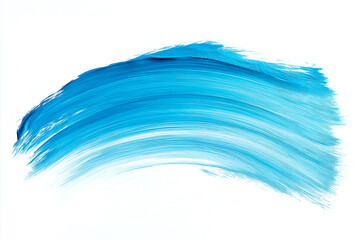 Wall Mural - bright light blue brush stroke of paint on white background