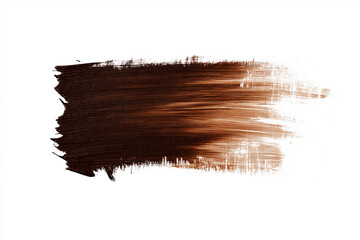 Wall Mural - bright brown brush stroke of paint on white background