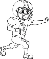 Poster - American Football Player Pushing Isolated Coloring