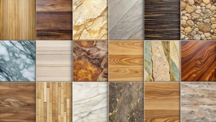 Poster - Variety of wood, marble, and stone textures with seamless lines