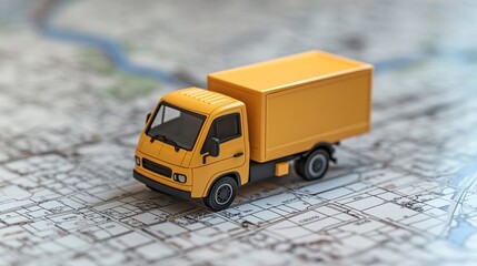 Aufkleber - 3D render of a cartoon-style app interface showing a transport and delivery map on a clean surface Large space for text in center Stock Photo with copy space
