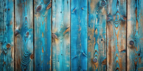 Poster - Rustic wooden background with blue colored planks ideal for design projects