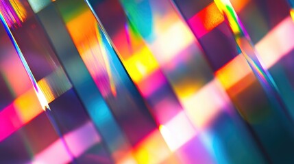 Poster - A close-up of a colorful abstract pattern created by light reflections in a crystal prism, displaying a spectrum of hues and intricate details.