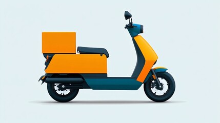 Aufkleber - Clay style scooter with a delivery box on the back parked on a clean surface ready for service Large space for text in center Stock Photo with copy space