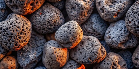 Poster - Close-up of textured lava stones for background or design element