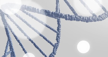 Aufkleber - Animation of dna strand and spots of light on grey background