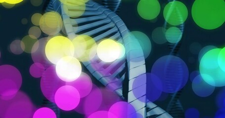 Aufkleber - Animation of dna strand and spots of light on dark background