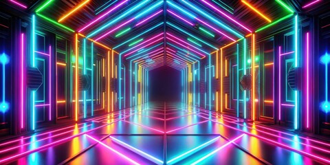 Wall Mural - Abstract RGB neon lights creating a futuristic and vibrant pattern