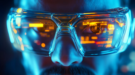 Poster - futuristic tech augmented reality glasses closeup