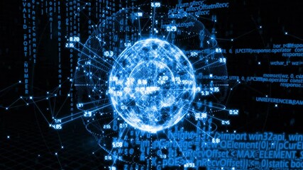 Poster - Animation of network of connections over data processing and globe