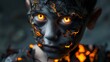 © Jelena - spinechilling portrait of a young boy transformed into a grotesque halloween creature with intricate prosthetic makeup and glowing otherworldly eyes