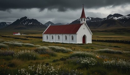 Wall Mural - Serene Icelandic Church Landscape