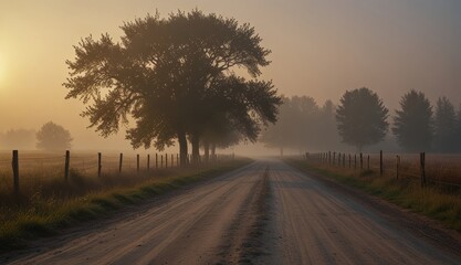 Wall Mural - Serene Foggy Morning Landscape