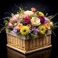 Canvas Print - Beautiful gift box with flowers for valentine's day.