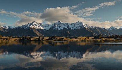 Poster - Majestic Mountain Reflection Landscape