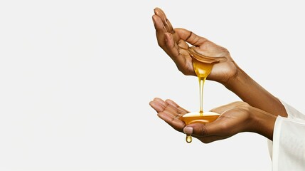 Wall Mural - Hand with honey pouring onto it