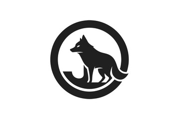 A Animal logo vector art illustration with an wolf icon in a circle featuring a modern, elegant shape with an underline, merged with the initials JG, placed on a solid white background vector art illu