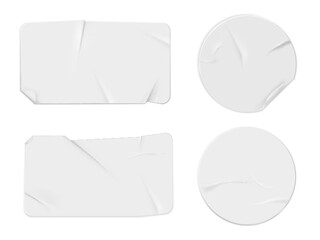 Wall Mural - Old paper stickers vector illustration set