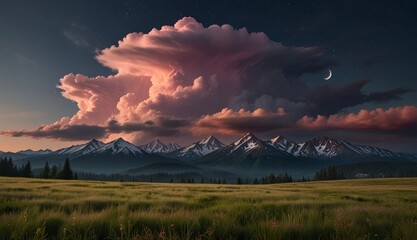 Wall Mural - Majestic Mountain Landscape at Dusk