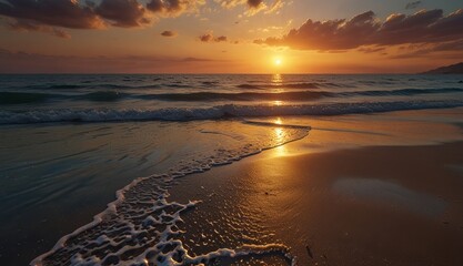 Wall Mural - Serene Sunset Over Tranquil Ocean