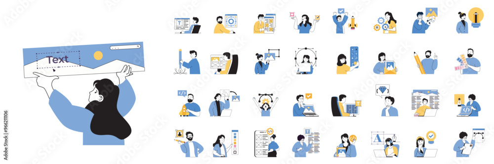 Design development concept set in flat design for web. Bundle ...