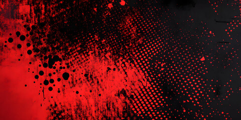 red spots, splashes and dotted paint marks on a black background. grunge texture of old background