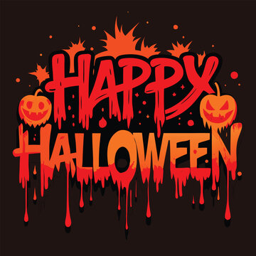 Bloody Happy Halloween Typography,  Icons and theme