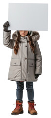 Poster - PNG Teen girl coat overcoat holding.