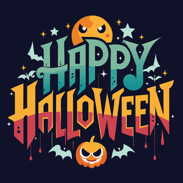 Bloody Happy Halloween Typography,  Icons and theme