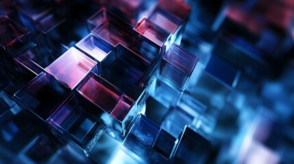 Poster - Abstract background of blue and red glass cubes.