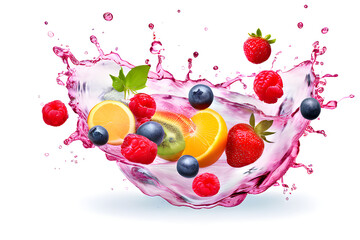 fruit in water splash