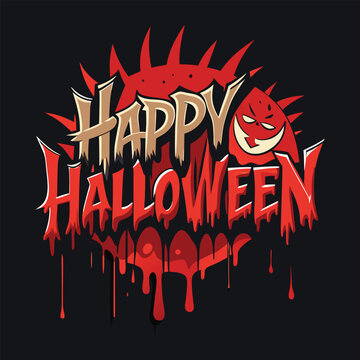 Bloody Happy Halloween Typography,  Icons and theme
