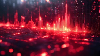 Poster - A vibrant and futuristic abstract image showing data points and stock market trading charts with glowing colors