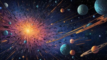 Wallpaper illustration game art galaxy and meteorites