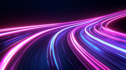 Poster - Beautiful abstract lines on a black background. Neon lights. Modern technological background. An element of futuristic design. 3d rendering image