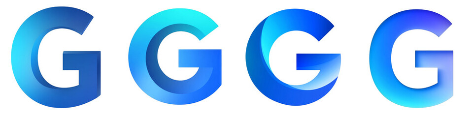 Letter G, Blue Gradient, Logo design, alphabet,  isolated on a transparent background