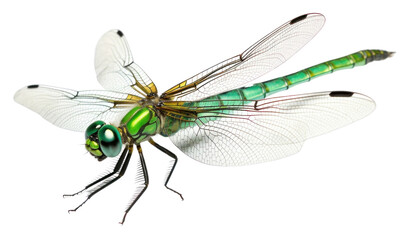 Wall Mural - PNG Green dragonfly animal insect white background.